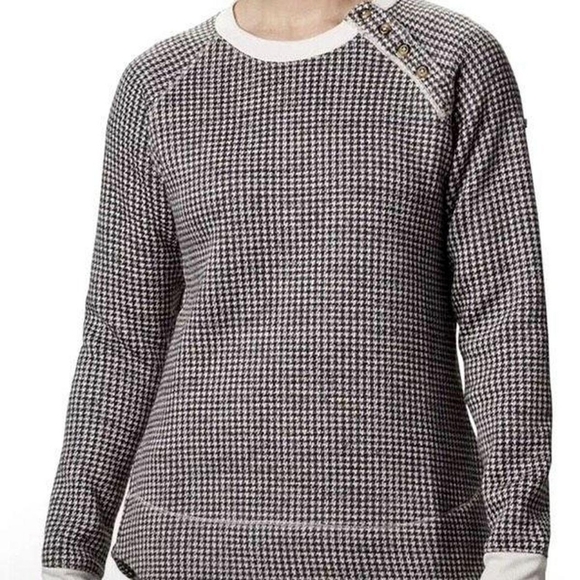 Columbia sz small black cream houndstooth sweatshirt pullover WT208 - Picture 1 of 9